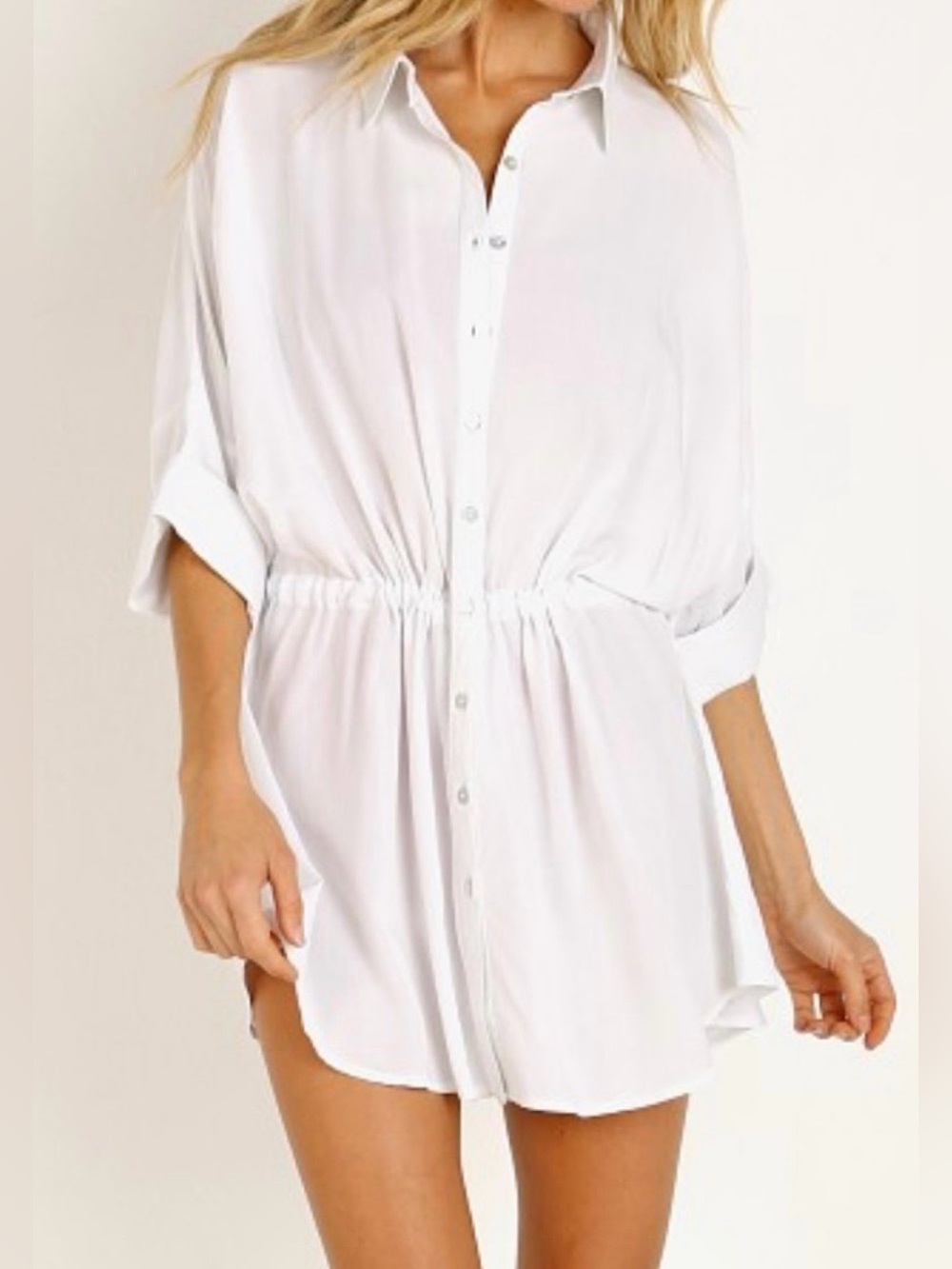 L*Space Pacifica Tunic White Swimsuit Coverup
Button Front Shirt Dress M/L